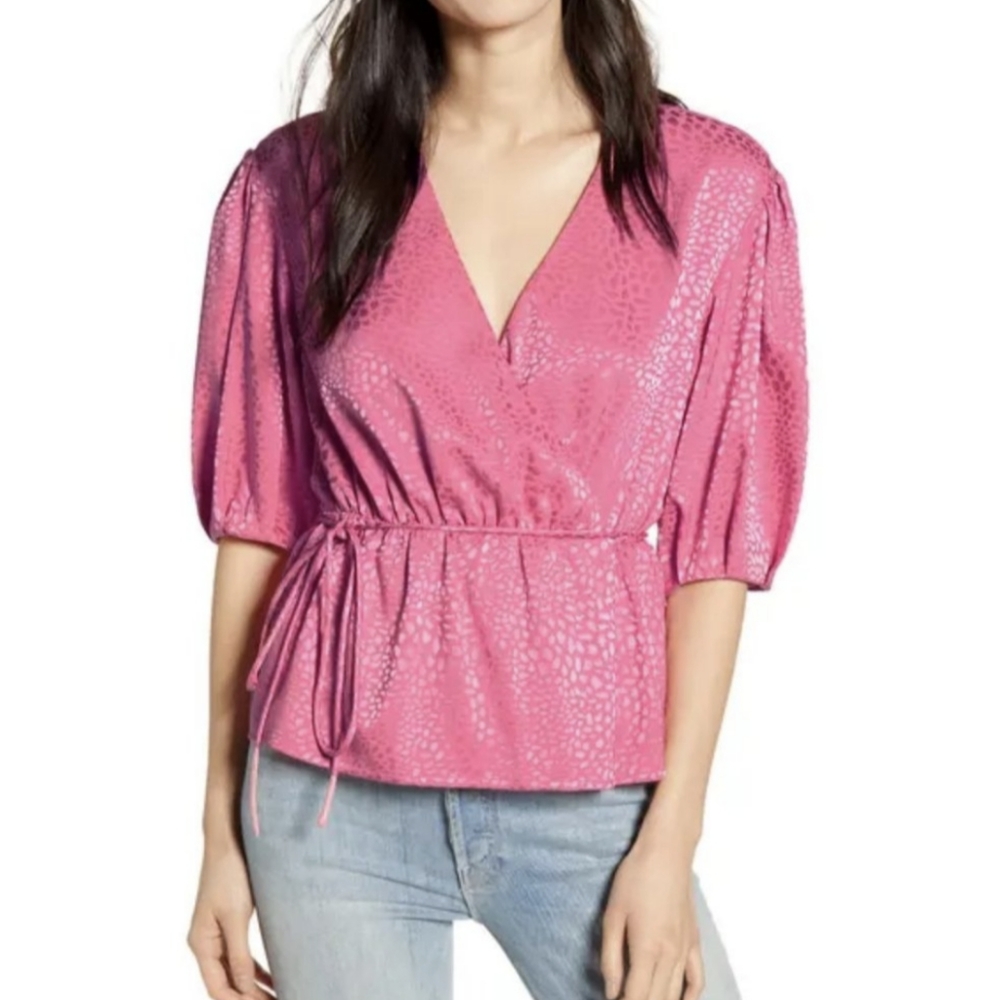 Rebecca Minkoff Mary Wrap Top in Pink, Sz S